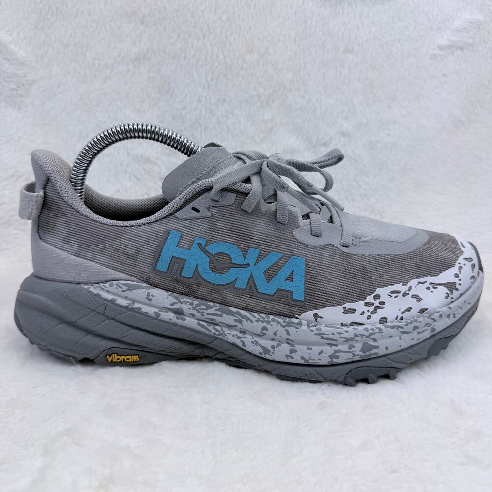 HOKA Speedgoat 6 Womens Trail Running Shoes Gray Blue Vibram Size 8.5 Sneakers